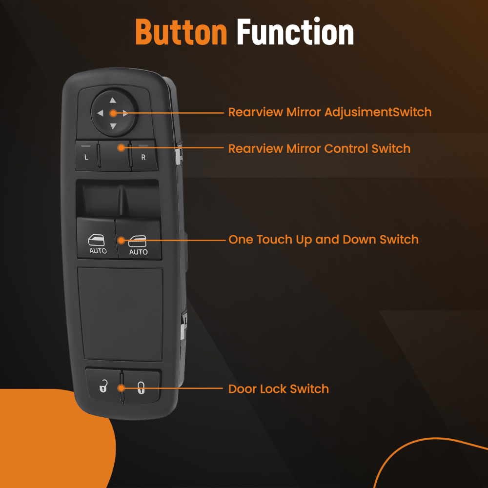 Front Left Driver Side Power Window Switch compatible for Ram 3500 Pickup 13-22 68148893AB