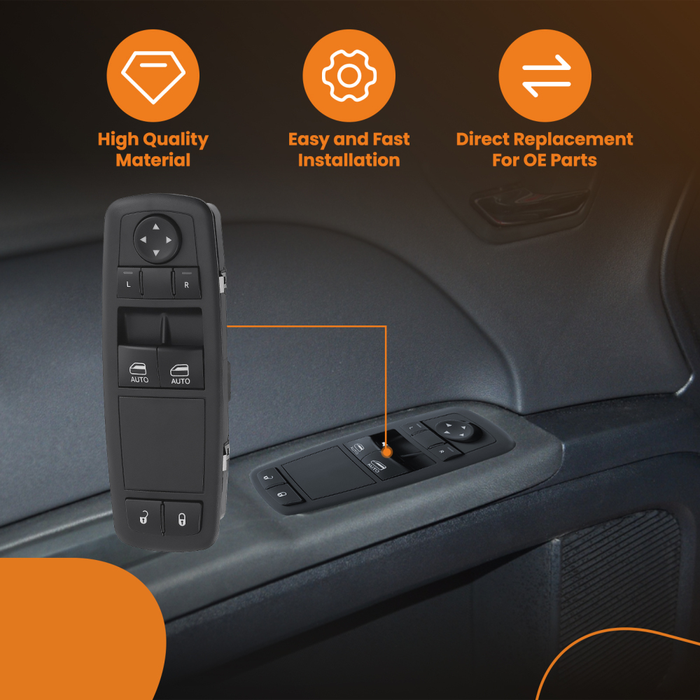 Front Left Driver Side Power Window Switch compatible for Ram 3500 Pickup 13-22 68148893AB