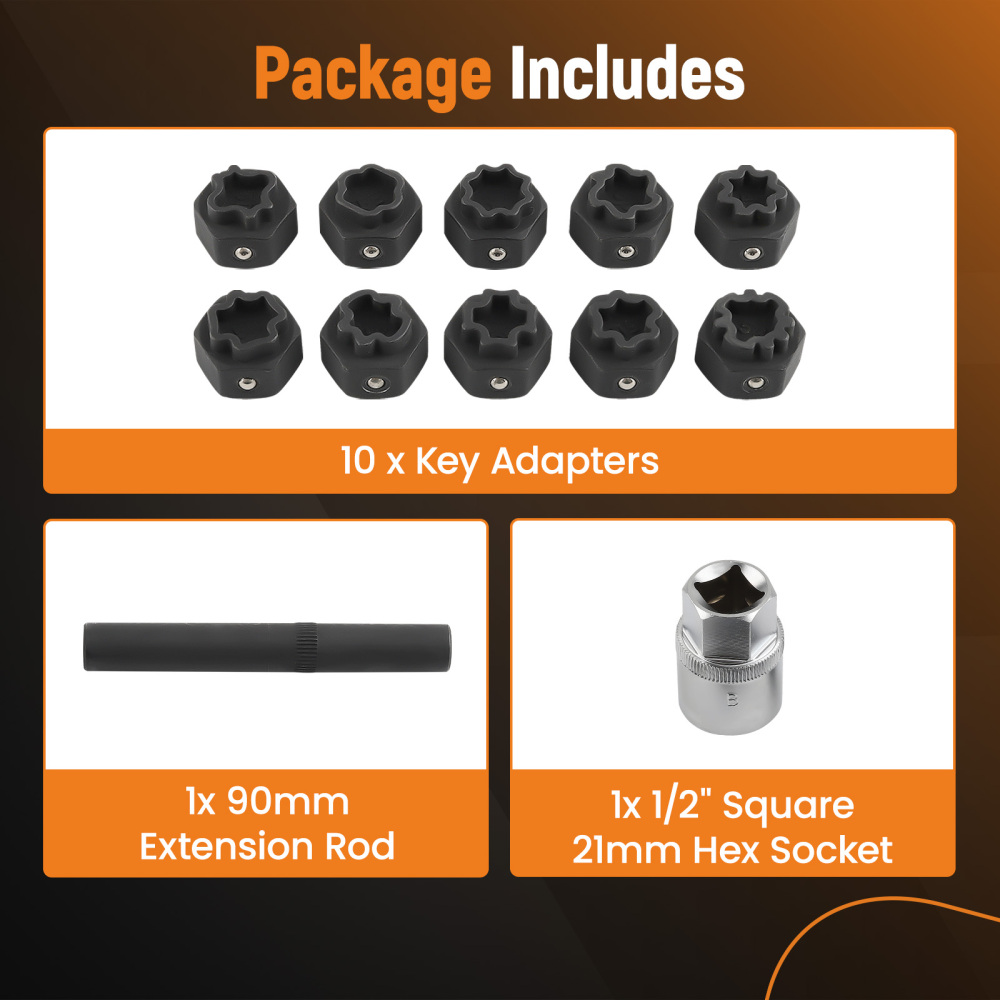 Anti-theft Remover Tool Kit Wheel Lock Lug Nut Key Socket Kit compatible for Mercedes Benz