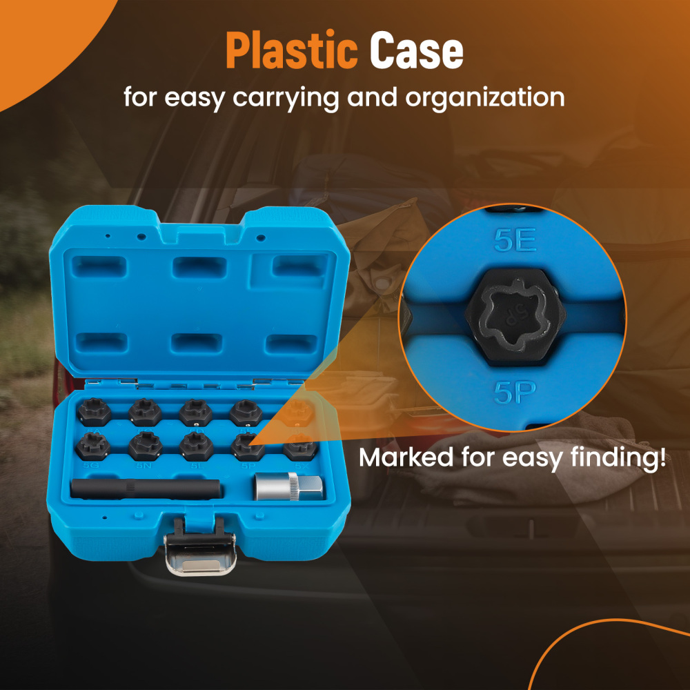 Anti-theft Remover Tool Kit Wheel Lock Lug Nut Key Socket Kit compatible for Mercedes Benz