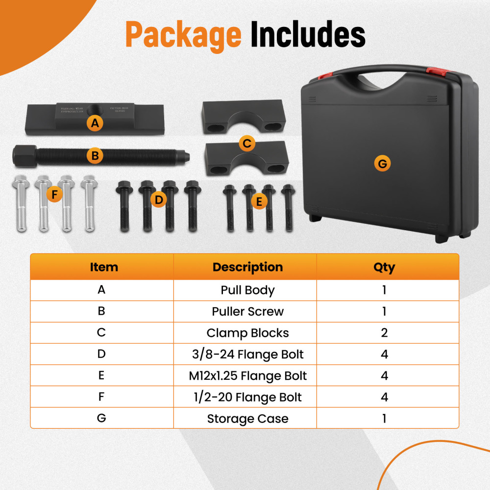 Heavy-Duty Yoke Puller Semi Truck Yoke Remover Tool Kit for Class 6-8 trucks