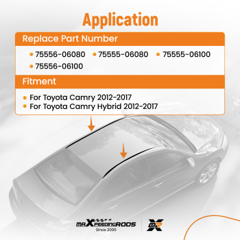 LR Roof Trim Molding Sealing Strip Set compatible for Toyota Camry 2012-2017 75556-06080