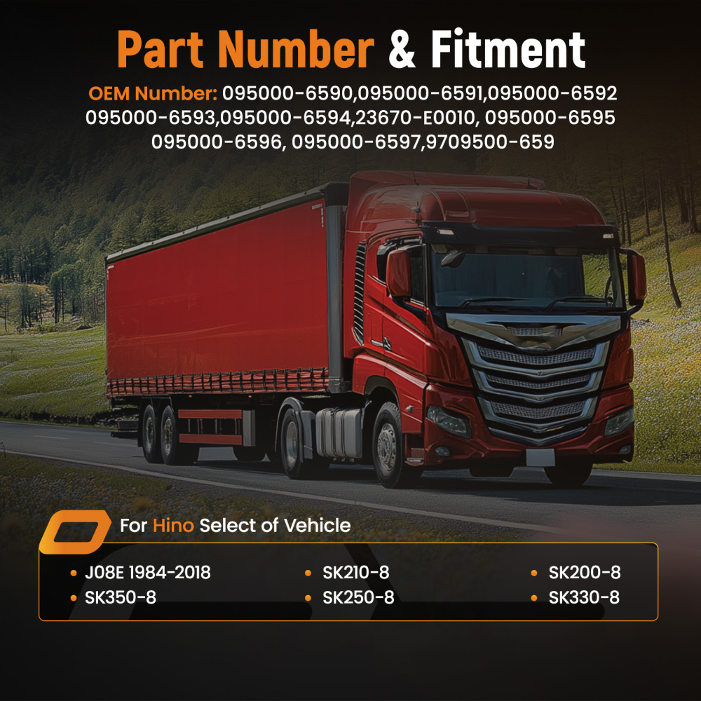 6X Diesel Fuel Injector compatible for Hino J08E SK350-8 SK200-8 SK210-8 SK250-8 SK330-8