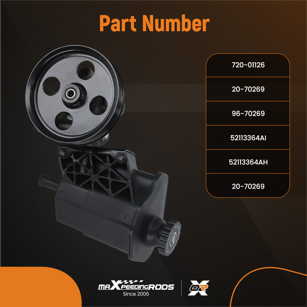 Power Steering Pump w/ ReservoirPulley compatible for Dodge Ram 1500 3.7L 2002 2003-2007