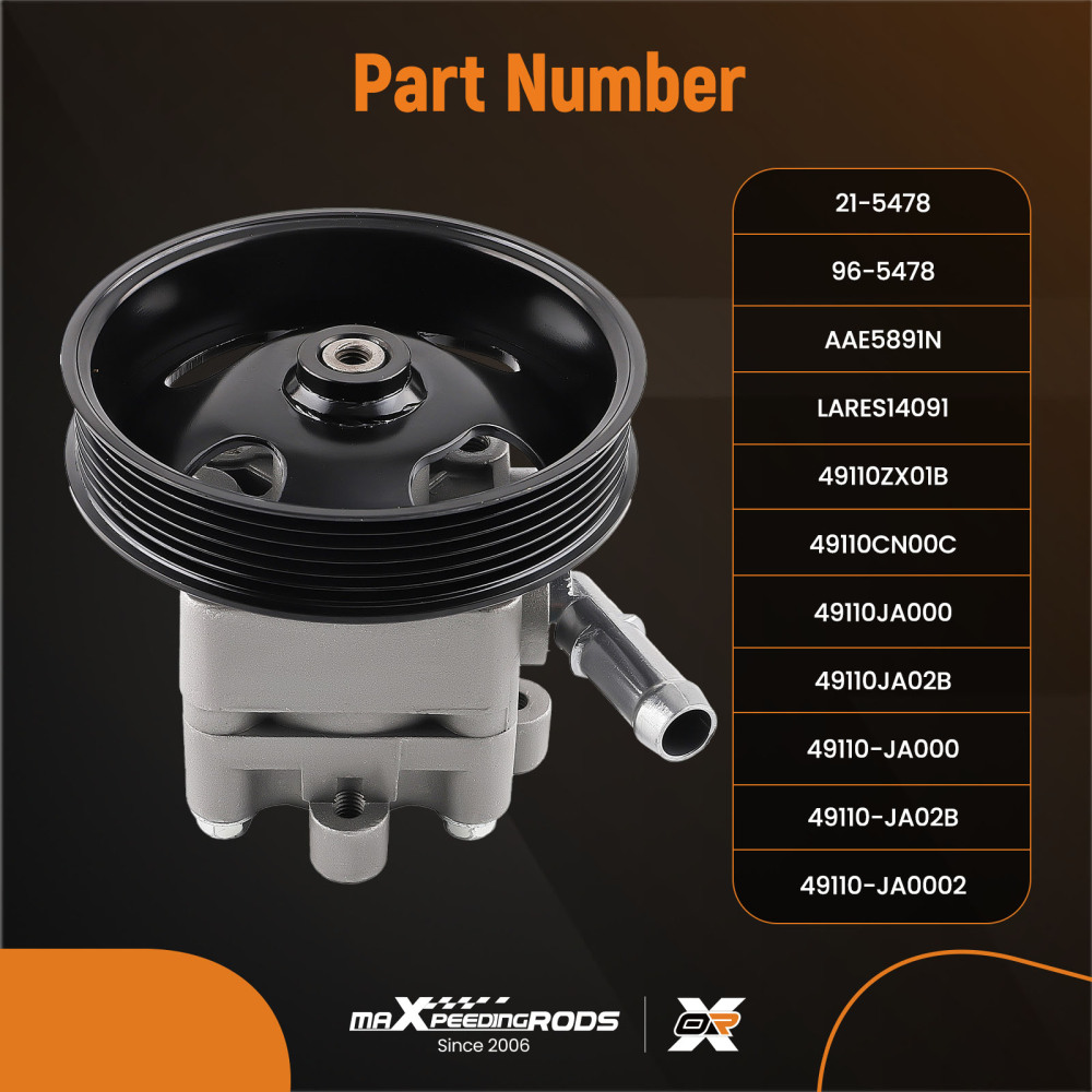Power Steering Pump compatible for Nissan Altima S SL X-Trail LE SE XE 2005-2006 49110ZX01B