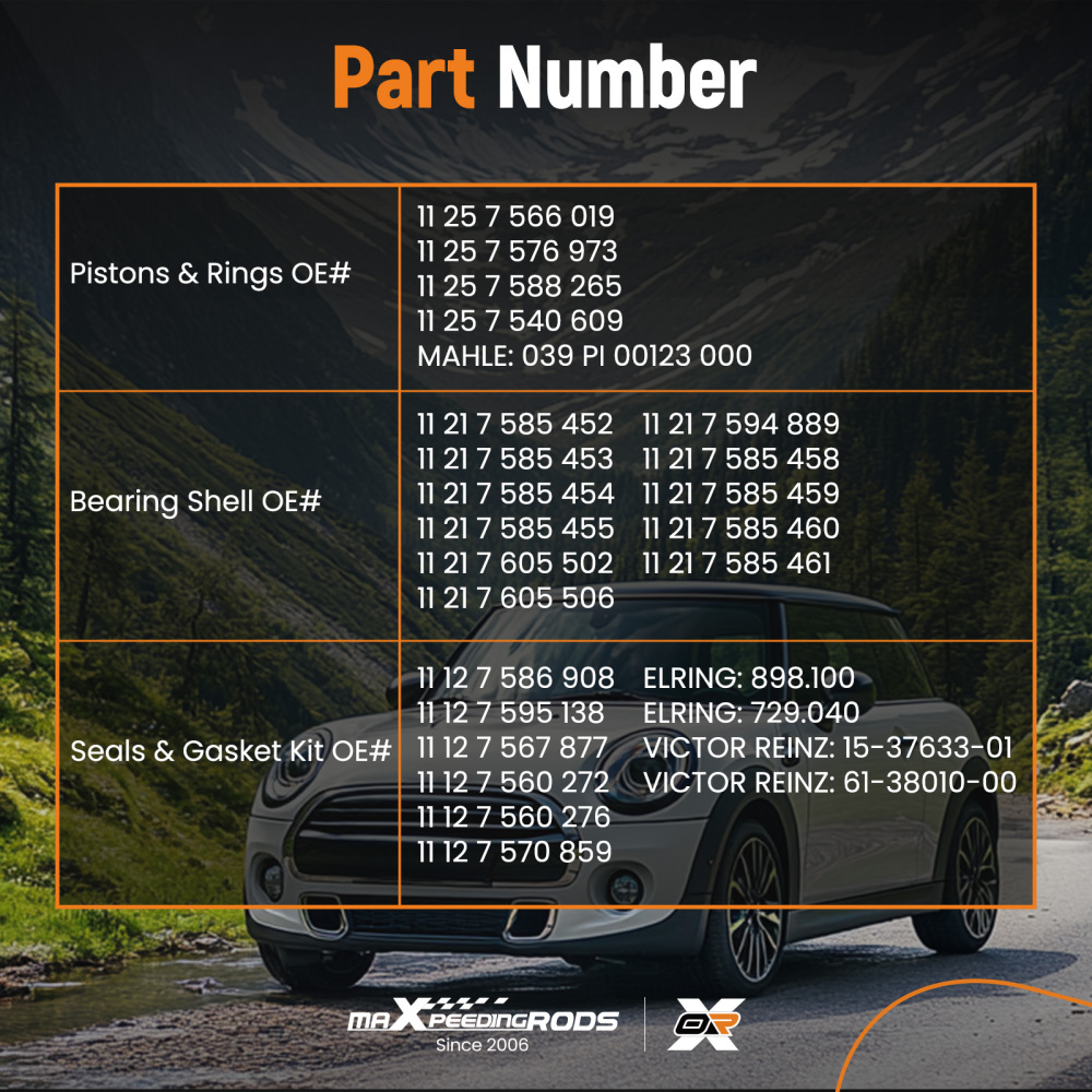 Engine Rebuild KitTiming Kit compatible for Mini Cooper S JCW R55 N14 1.6TEngine