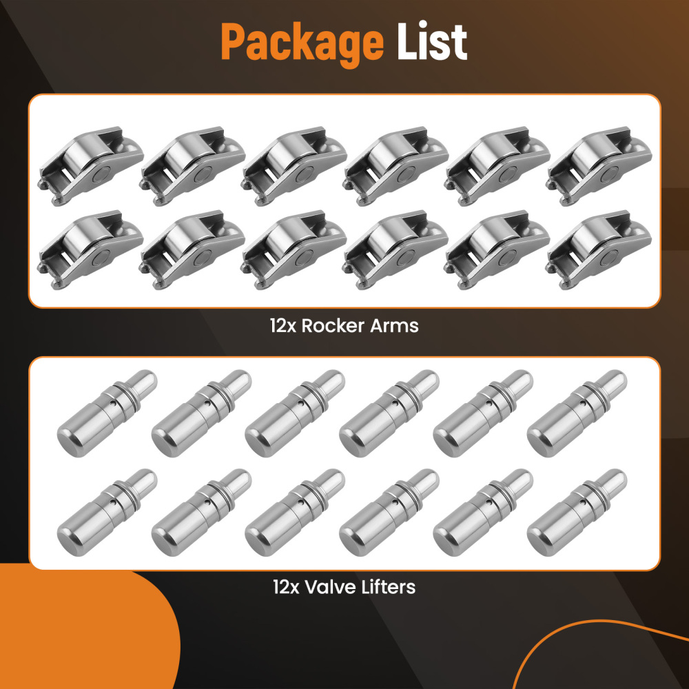 12Pcs Rocker Arms12Pcs Hydraulic Valve Lifters Kit for MR1323 JB7524 24100294