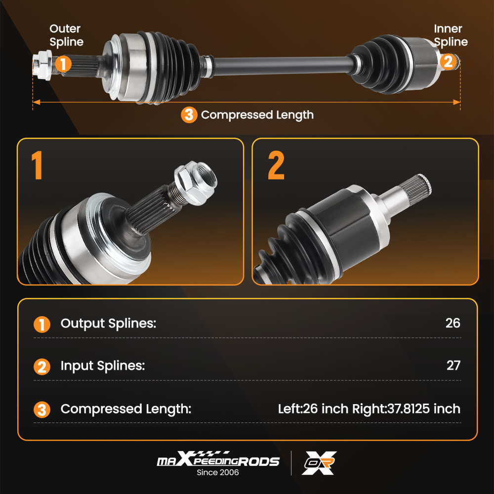 Front CV Axle Shaft Joint+Bearings For Accord LX EX 2.4L 2003-2007