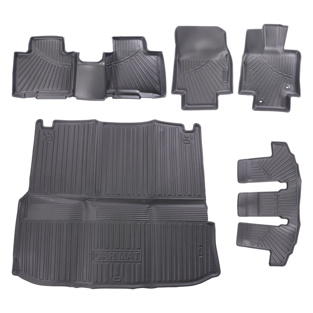 Car Floor Mats Liner compatible for Toyota Highlander 2020-2024 7 Seats Rubber TPE
