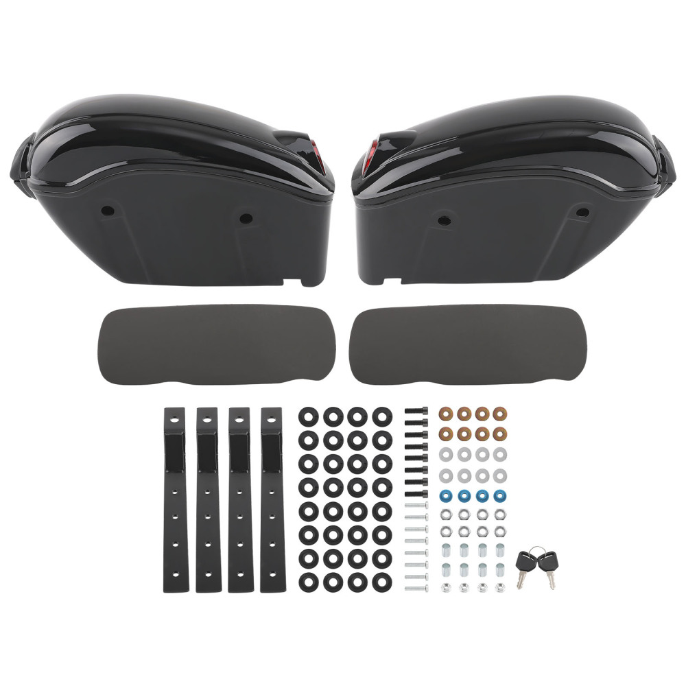 Black Hard Saddle Bags Trunk Luggage compatible for Harley Honda Yamaha 48*30*16cm