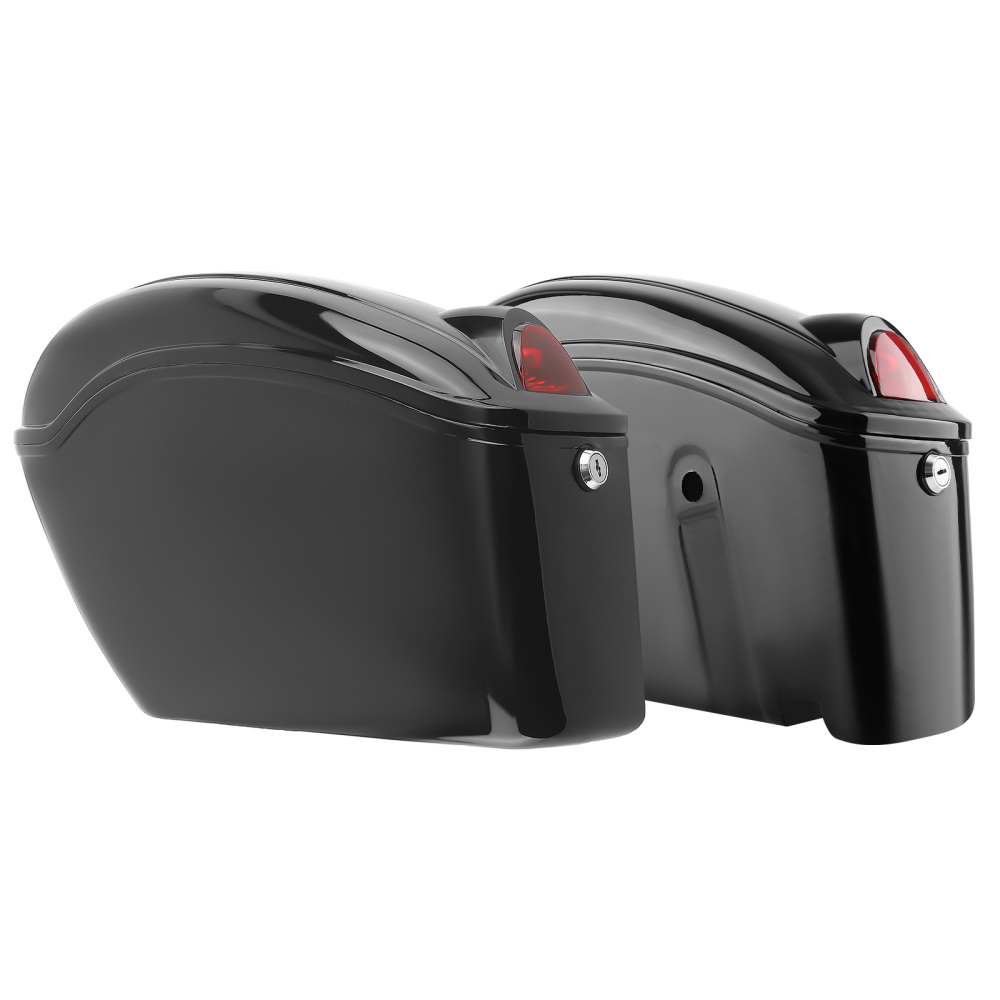 Black Hard Saddle Bags Trunk Luggage compatible for Harley Honda Yamaha 48*30*16cm