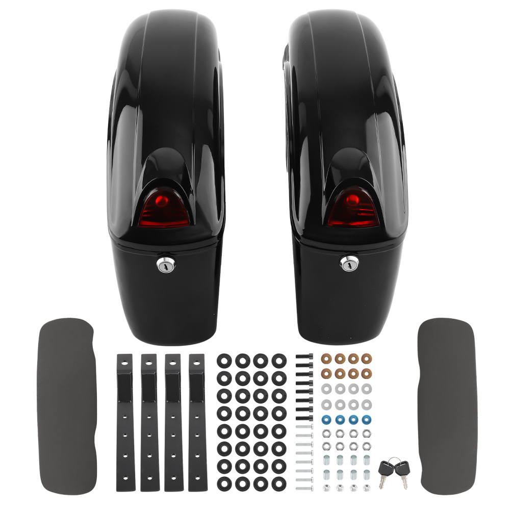 Black Hard Saddle Bags Trunk Luggage compatible for Harley Honda Yamaha 48*30*16cm