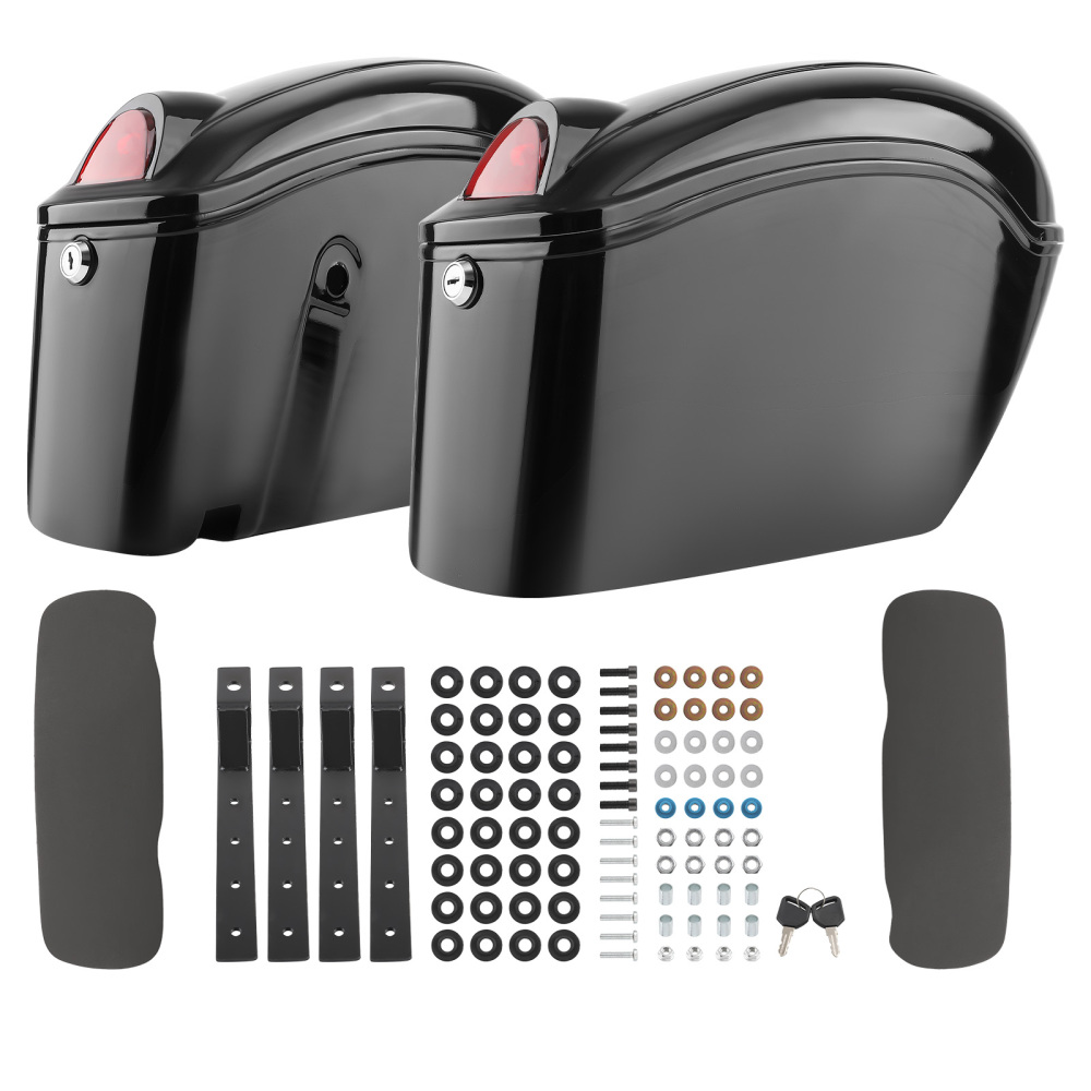 Black Hard Saddle Bags Trunk Luggage compatible for Harley Honda Yamaha 48*30*16cm