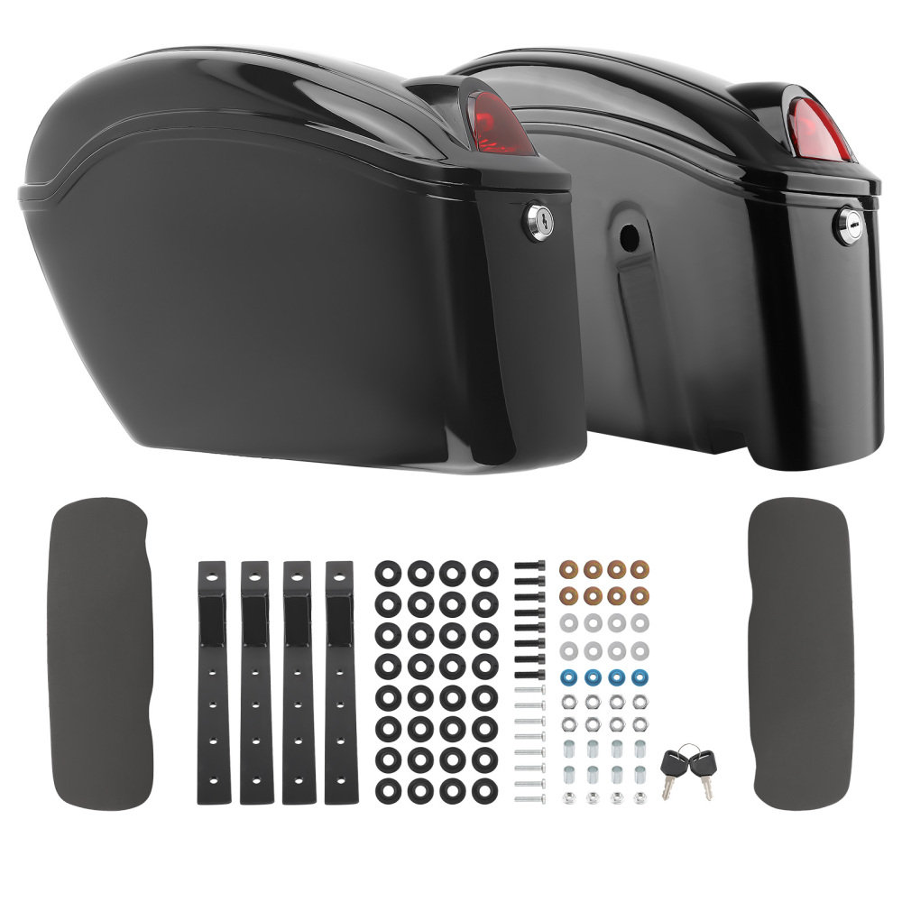 Black Hard Saddle Bags Trunk Luggage compatible for Harley Honda Yamaha 48*30*16cm
