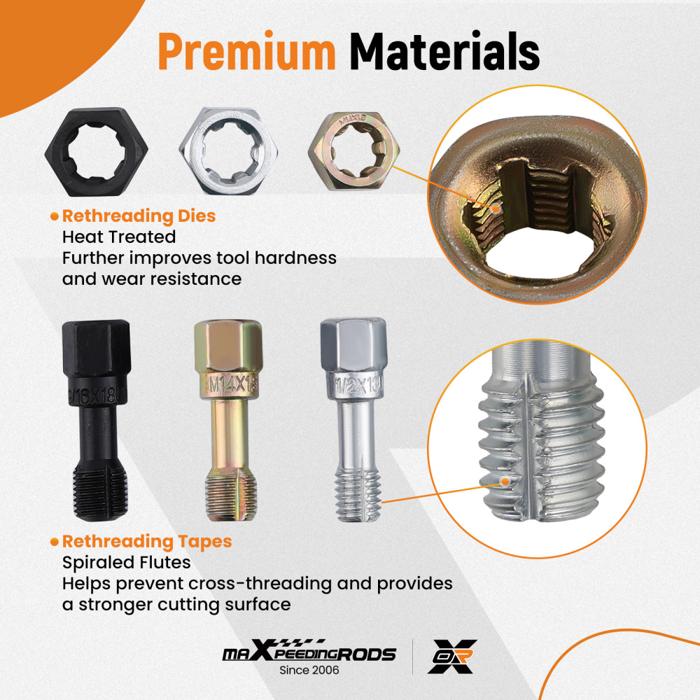 56x Thread Restorer Kit, Rethread Repair Tool UNC UNFMetricThread Chaser Set