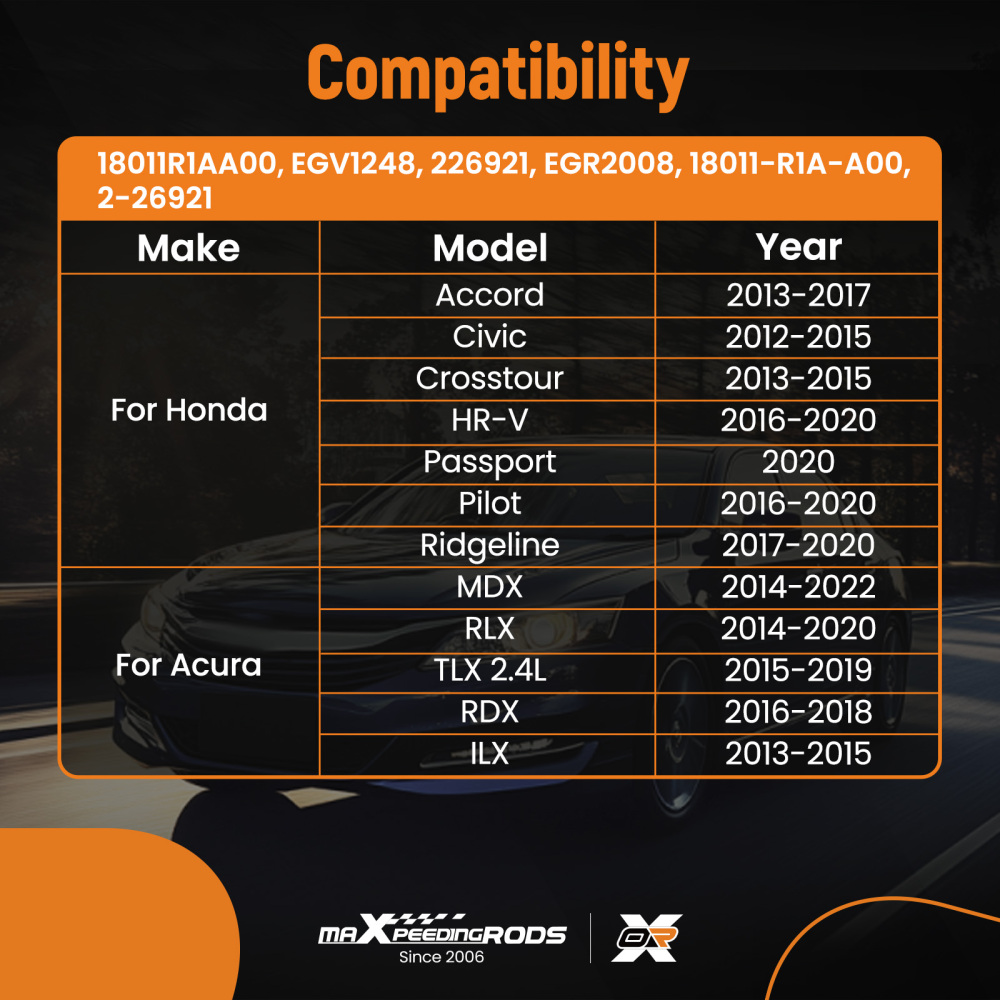 EGR Valve Exhaust Gas Recirculation compatible for Acura ILX RLX MDX TLX 18011-R1A-A00