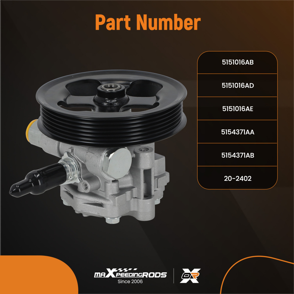 Power Steering Pump w/ Pulley compatible for Chrysler 200 2011-2014 Cirrus Sebring 2007-10