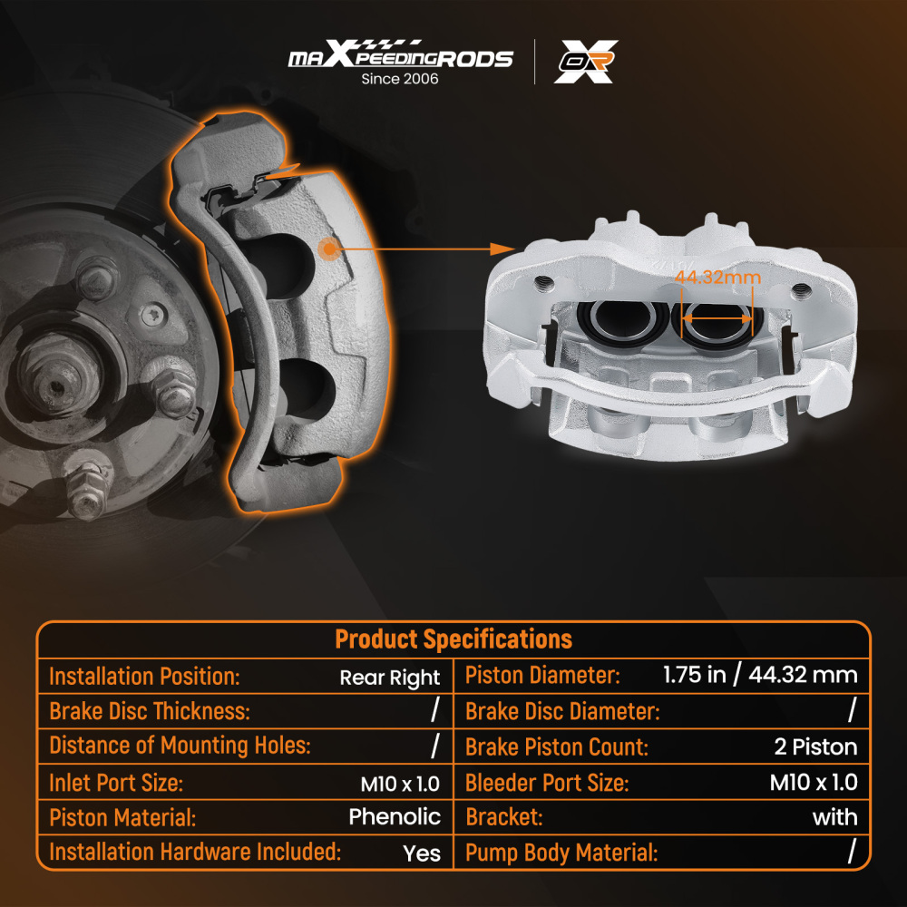 Brake Caliper Rear w/ Bracket compatible for Ford Excursion 2000-2005 F-250 F-350 2000-2004