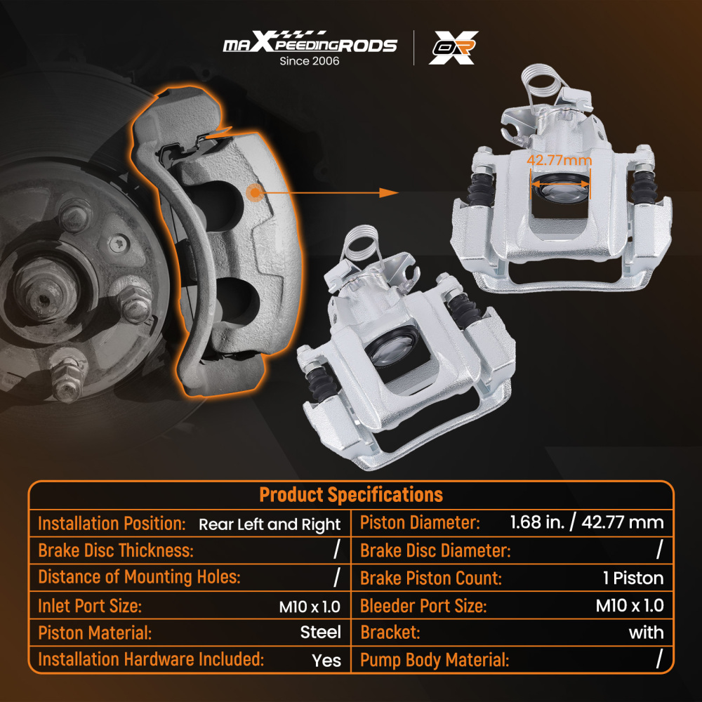 2x Rear Left Right Brake Caliper Kit compatible for Ford Edge 2011-14 compatible for Lincoln MKX 2011-15