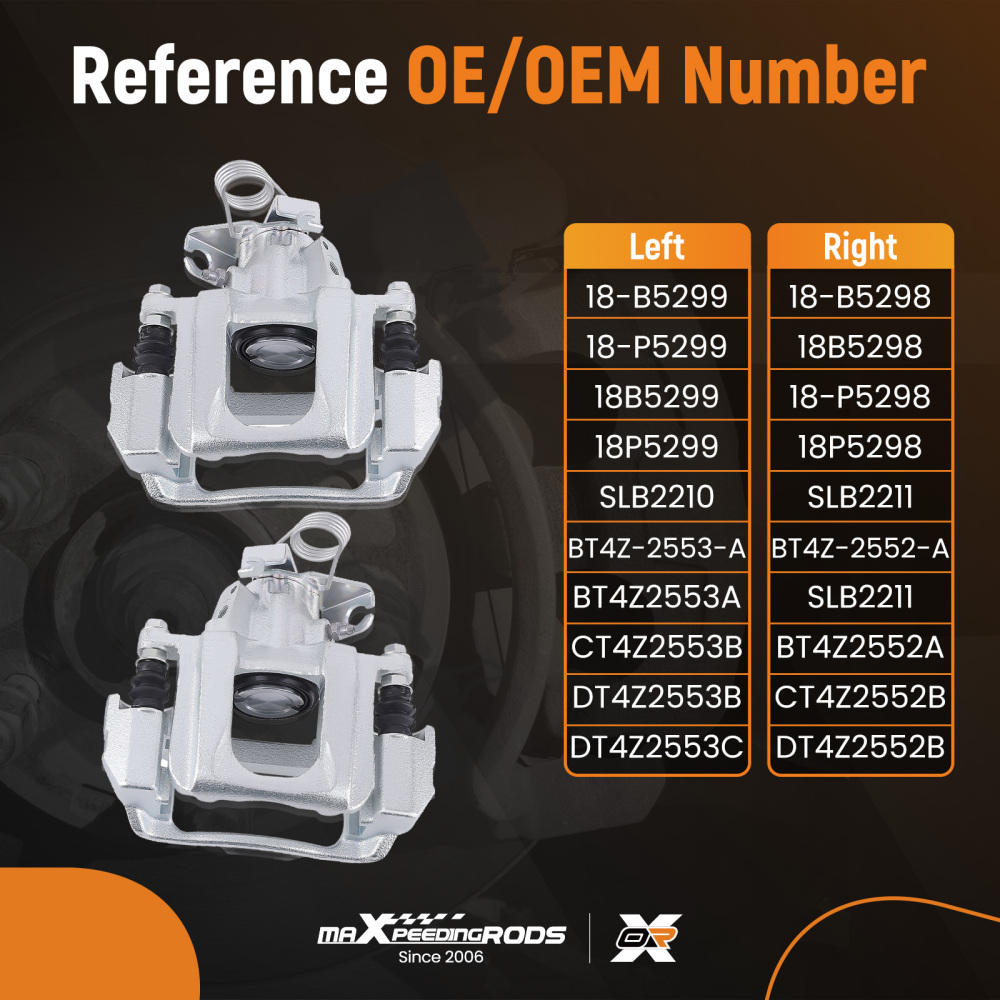 2x Rear Left Right Brake Caliper Kit compatible for Ford Edge 2011-14 compatible for Lincoln MKX 2011-15