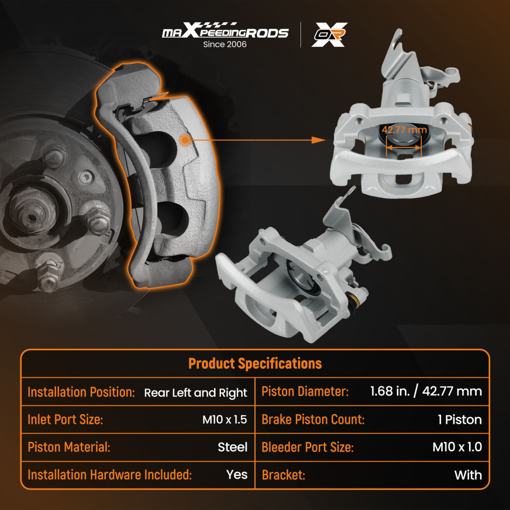 Rear Left Right Disc Brake Caliper compatible for Ford Mustang Base 2005-2014 18-B4926