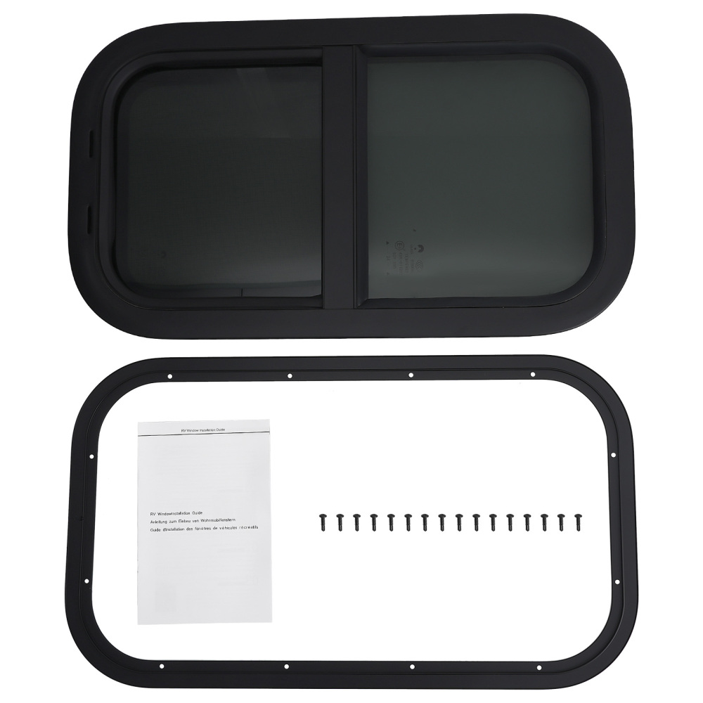 12 W x 22 H Vertical Sliding RV Window for RV/Camper/Trailer/Food Truck Black