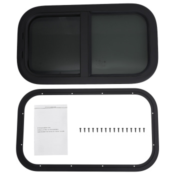 12 W x 22 H Vertical Sliding RV Window for RV/Camper/Trailer/Food Truck Black