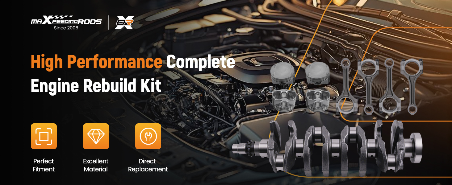 G4FJ 1.6L Turbo Engine Overhaul Rebuild Kit - Crankshaft / Rods compatible for Hyundai KIA