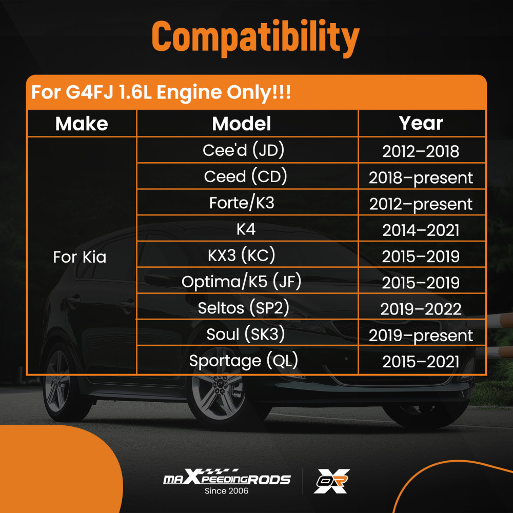 G4FJ 1.6L Turbo Engine Overhaul Rebuild Kit - Crankshaft / Rods compatible for Hyundai KIA