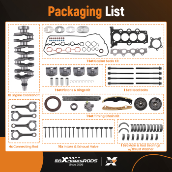 G4FJ 1.6L Engine Rebuild Overhaul Kit w/ Crankshaft Rods Timing compatible for Hyundai KIA