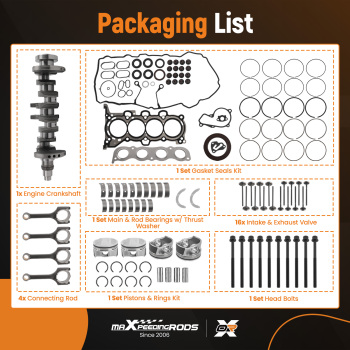 G4NH 2.0L Engine Piston Gasket Rebuild Kit w/ CrankshaftRods compatible for Hyundai Kia
