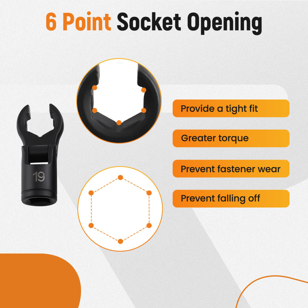 8pc 3/81/2 Flex Head Crows Flare Nut Wrench Socket Foot Line Wrench Set