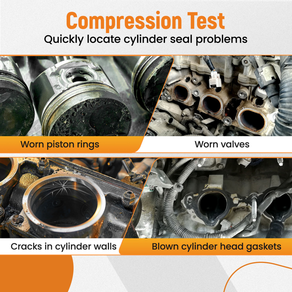 Engine Cylinder Compression Gauge Tester Kit Gas Engine Diagnostic Testing Tool