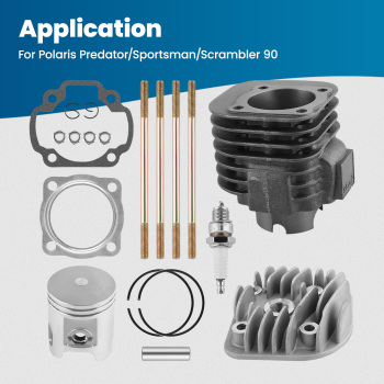 Cylinder Head Piston Gasket Top End Kit compatible for Polaris Predator 90 2003-2006
