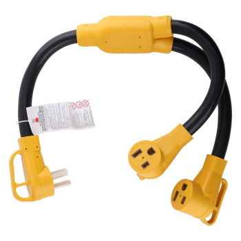 6 AWG Yellow NEMA 6-50 Splitter Cord Y Adapter for EV compatible for Charger WelderRV 3 feet