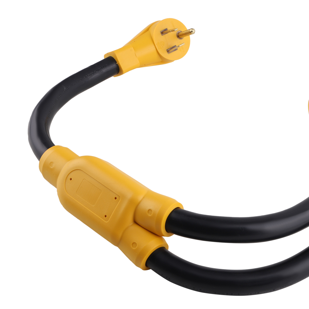 6 AWG Yellow NEMA 6-50 Splitter Cord Y Adapter for EV compatible for Charger WelderRV 3 feet