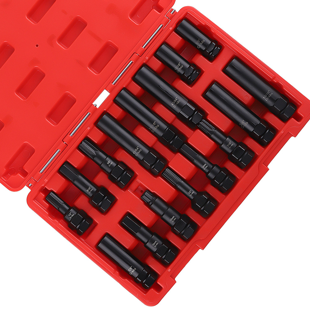 16pcs Locking Lug Nut Master Key Set Wheel Lock Tire Lug Removal SKT Tool Kit US