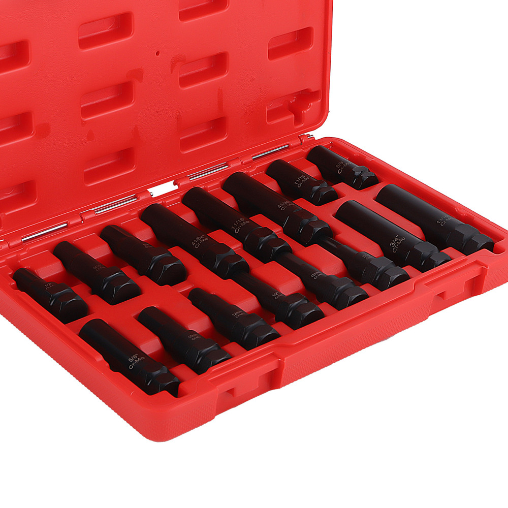 16pcs Locking Lug Nut Master Key Set Wheel Lock Tire Lug Removal SKT Tool Kit US