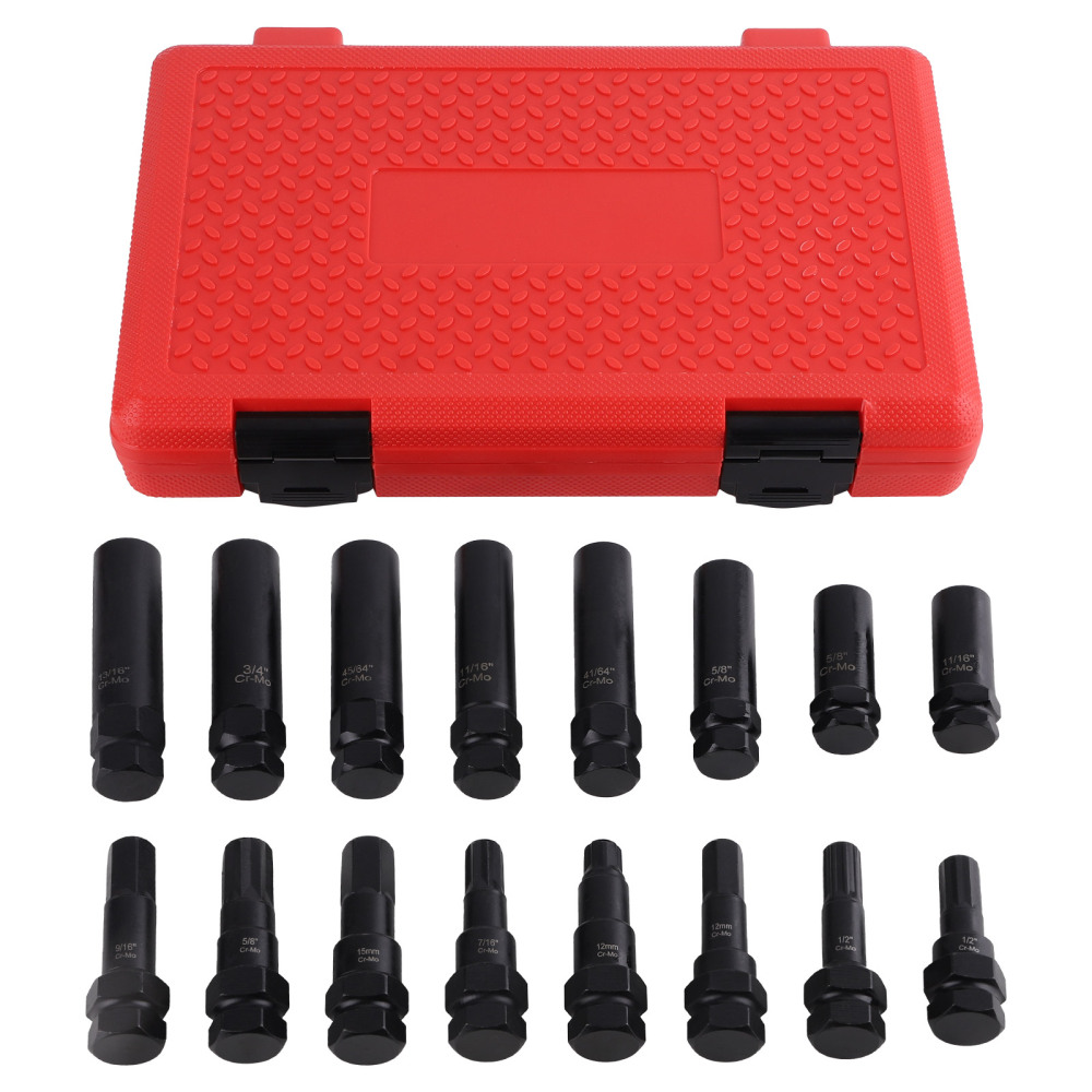 16pcs Locking Lug Nut Master Key Set Wheel Lock Tire Lug Removal SKT Tool Kit US
