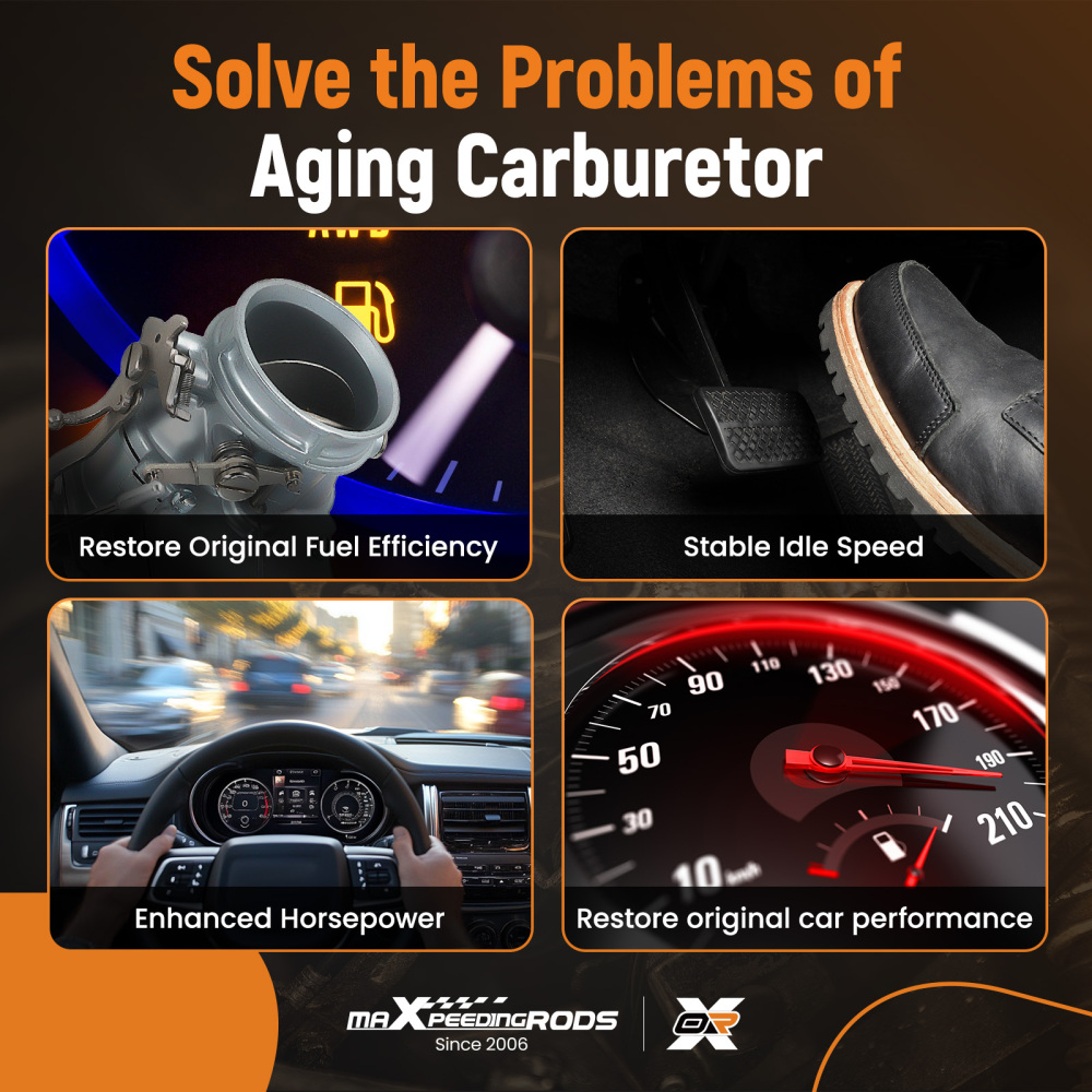 1 Set 3-Bolt 2-Barrel Carburetors Plain Finish with Gasket compatible for V8