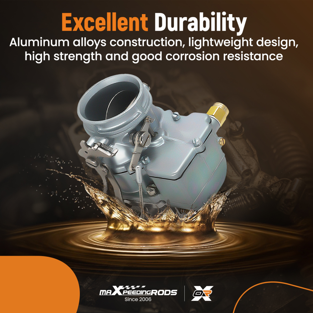 1 Set 3-Bolt 2-Barrel Carburetors Plain Finish with Gasket compatible for V8