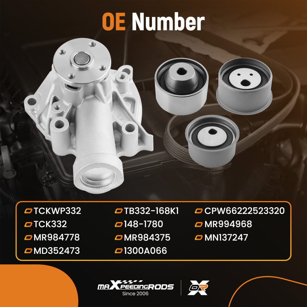 Timing Belt Kit Water Pump compatible for Mitsubishi Eclipse 2.4L SOHC 2006-2009 TCKWP332