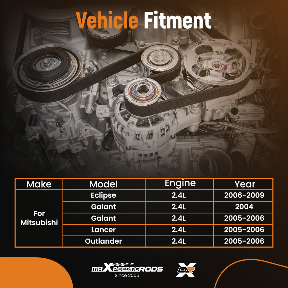 Timing Belt Kit Water Pump compatible for Mitsubishi Eclipse 2.4L SOHC 2006-2009 TCKWP332