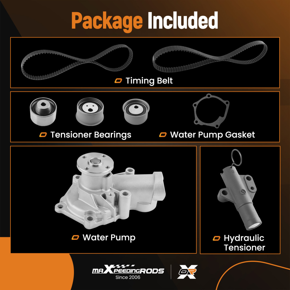 Timing Belt Kit Water Pump compatible for Mitsubishi Eclipse 2.4L SOHC 2006-2009 TCKWP332