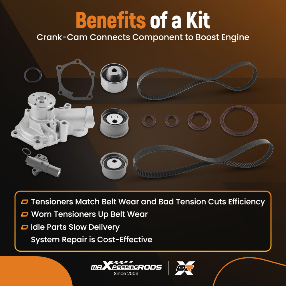 Timing Belt Kit Water Pump compatible for Mitsubishi Eclipse 2.4L SOHC 2006-2009 TCKWP332