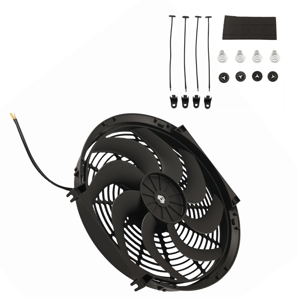 14 inch Electric Universal Fan for Radiator 900CFM 2000RPM Black Plastic 240W