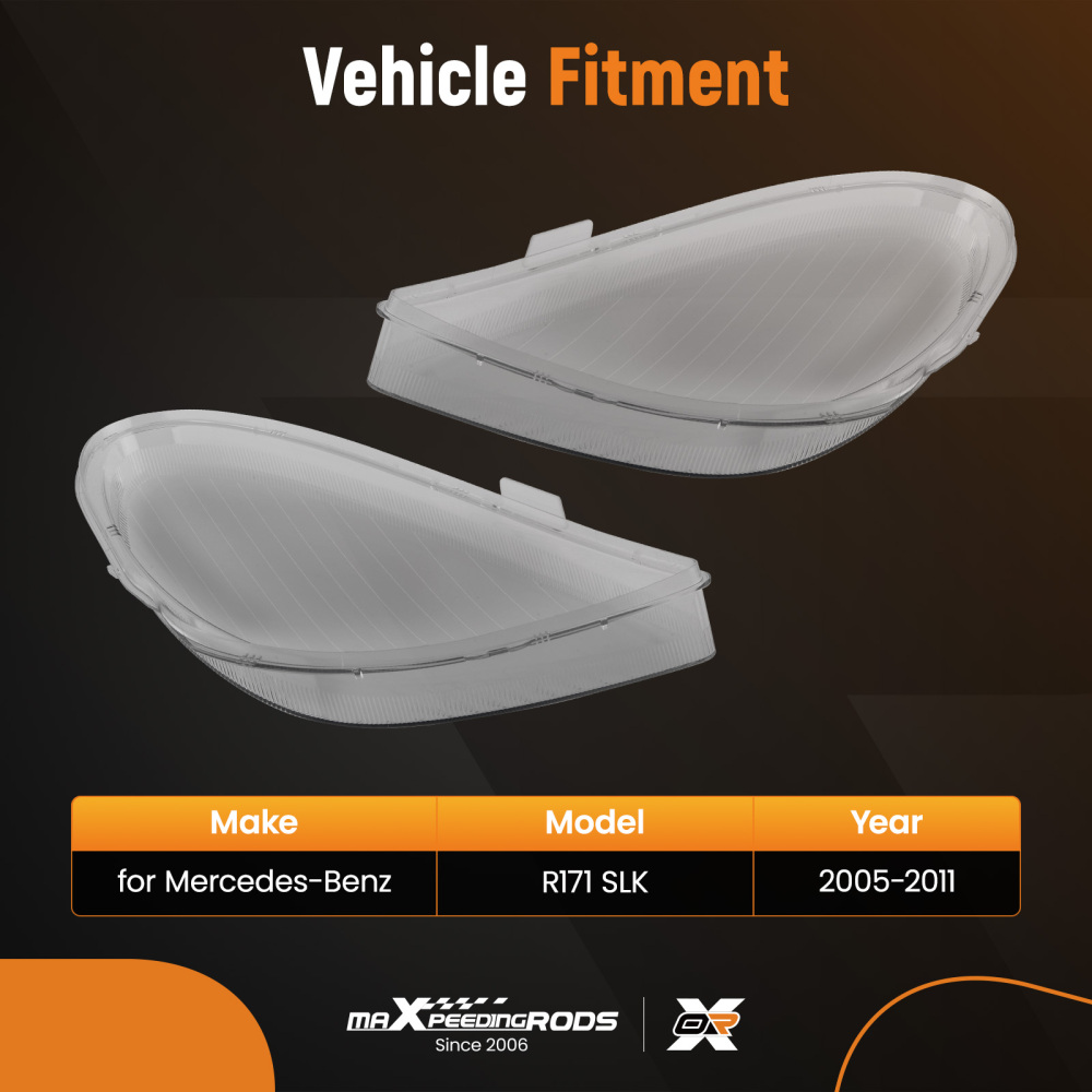 A Pair Headlight Lens Cover compatible for Mercedes-Benz R171 SLK 2005-2011 Polycarbonate