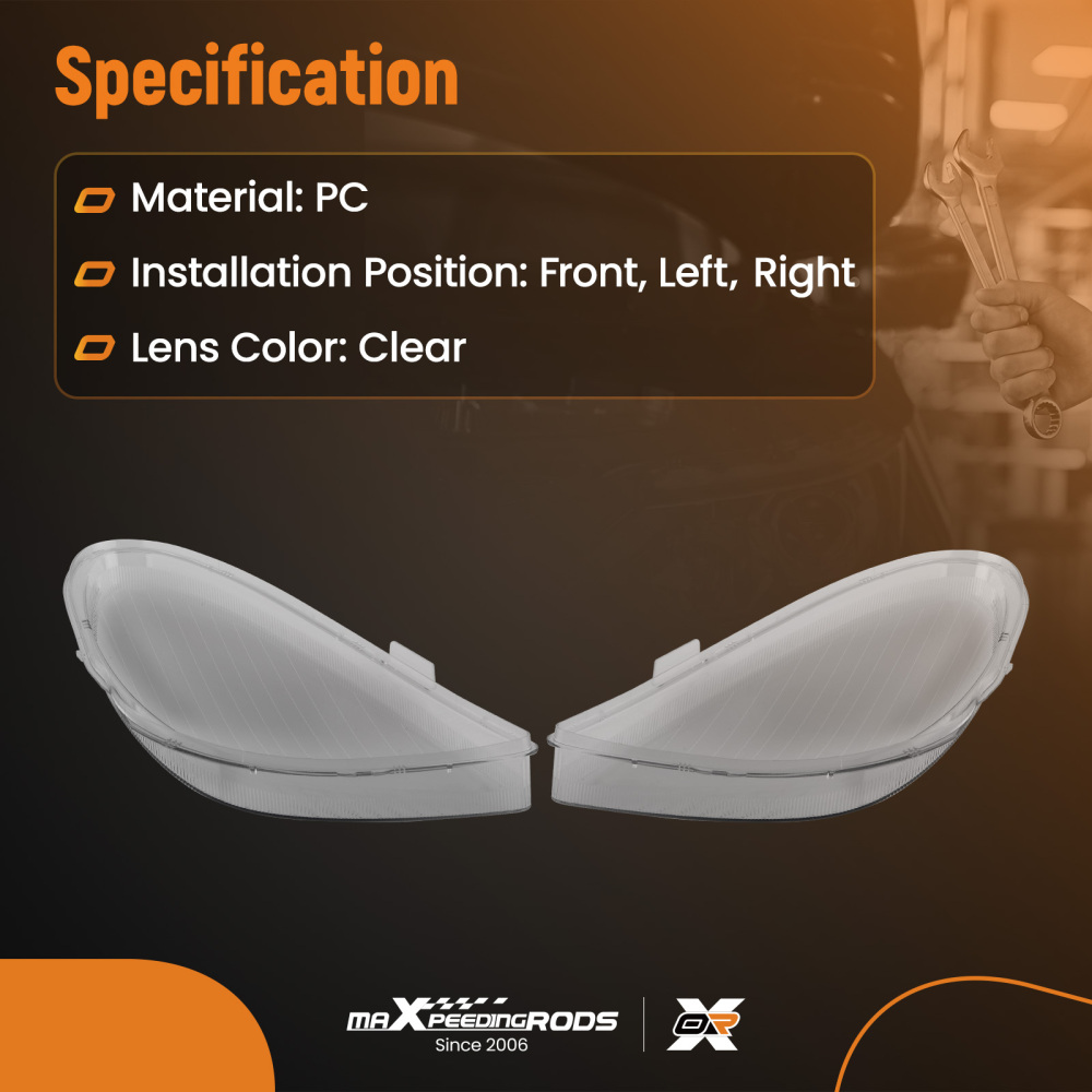 A Pair Headlight Lens Cover compatible for Mercedes-Benz R171 SLK 2005-2011 Polycarbonate