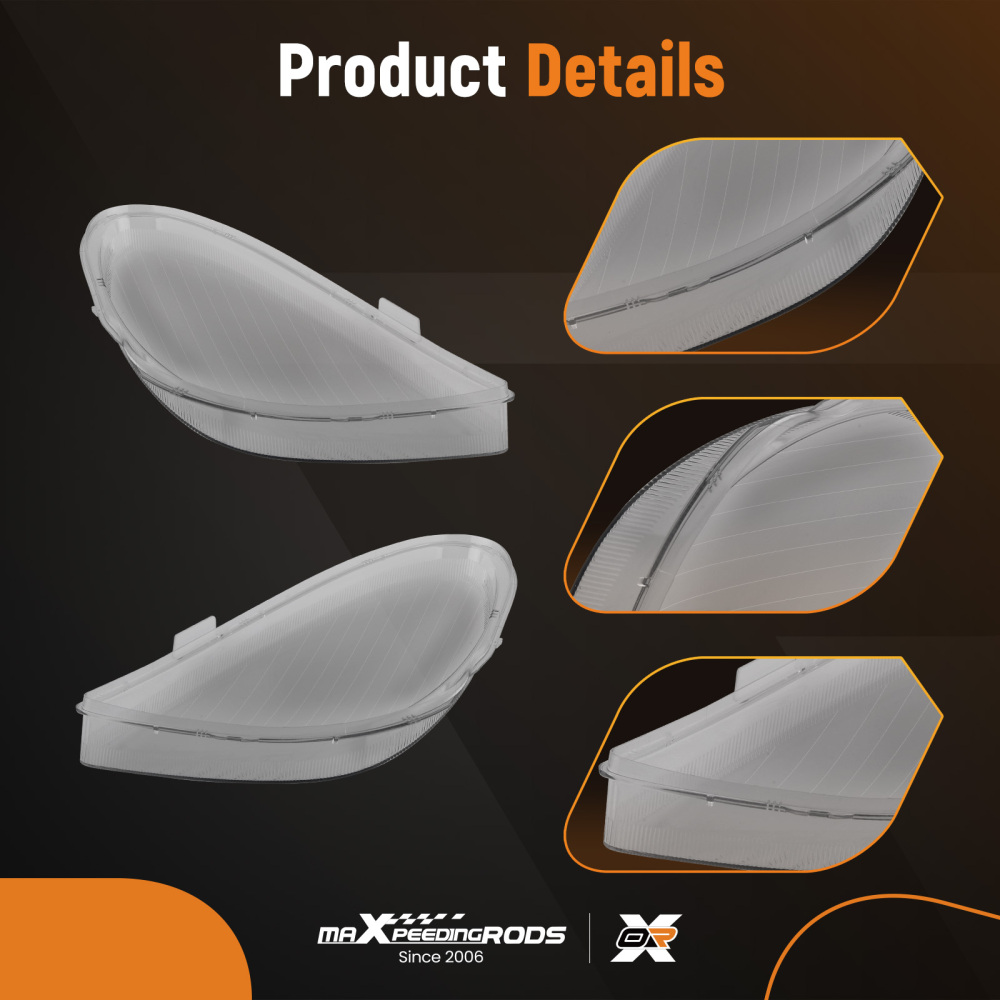 A Pair Headlight Lens Cover compatible for Mercedes-Benz R171 SLK 2005-2011 Polycarbonate
