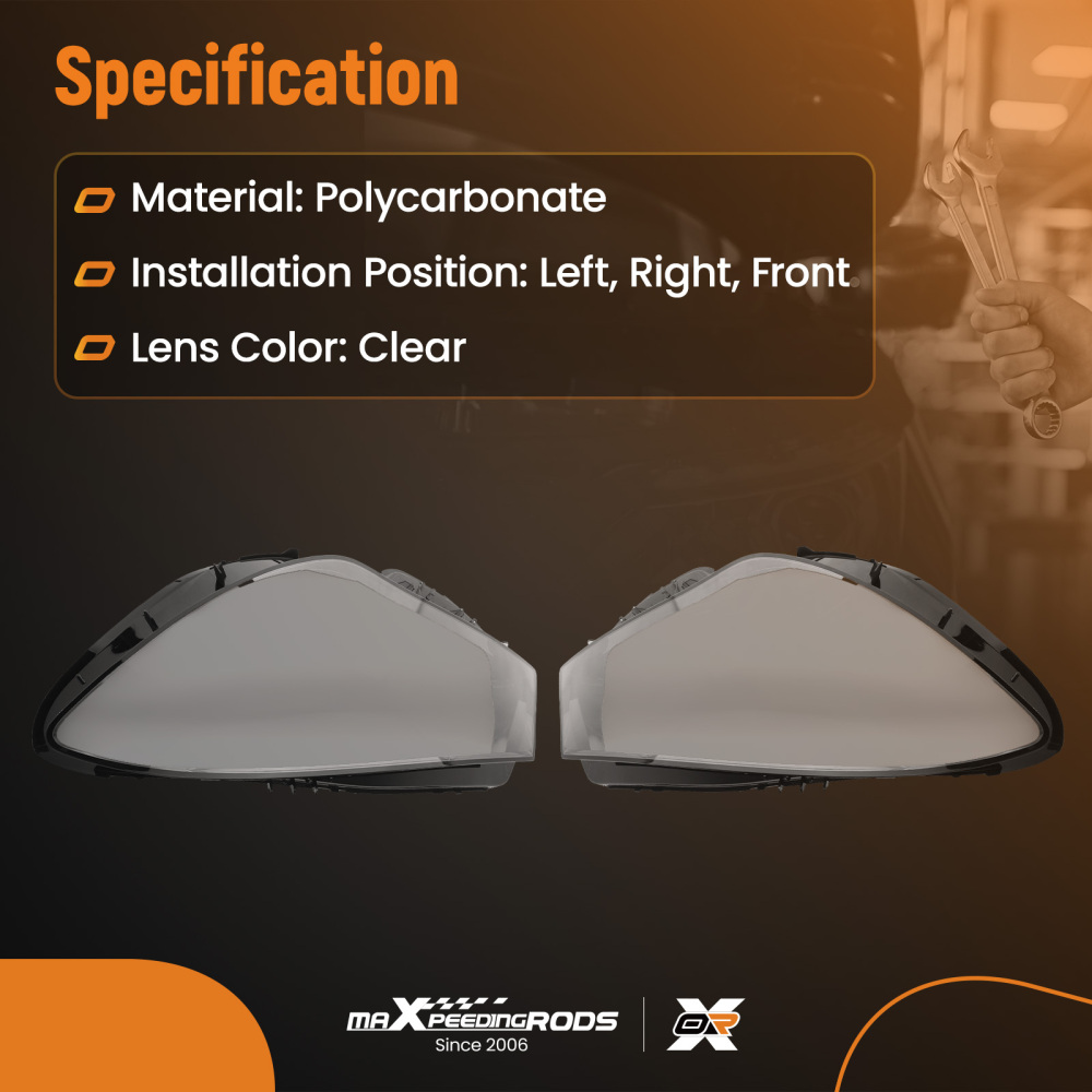 A Pair Headlight Lens Cover Clear compatible for Mercedes Benz CLA Class W117 2016-2019